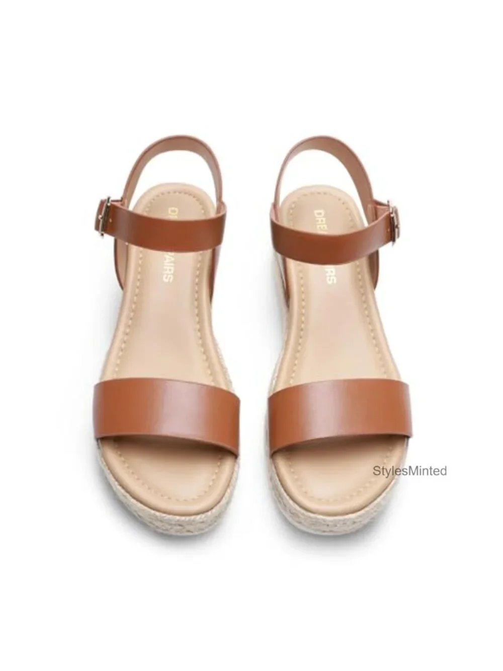 Women's Platform Espadrille Wedge Sandals Jute Faux Leather Ankle Strap